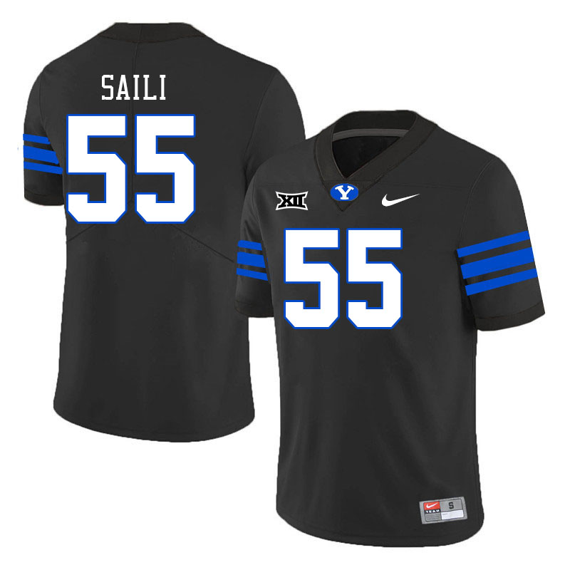 Men #55 Danny Saili BYU Cougars College Football Jerseys Stitched Sale-Black